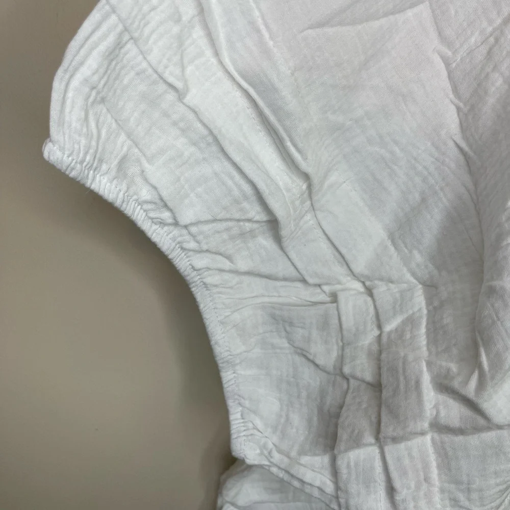 NWT 4X Knox Rose Women's Short Sleeve Gauze Romper White - Picture 5 of 8